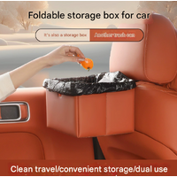 Orange Foldable Car Trash Bin and Storage Box - 23x17x15cm, Space-Saving, Convenient Design thumbnail