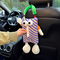 2 PCS Red Cute Plush Tissue Box Holder with Fun Character Design for Car and Home thumbnail