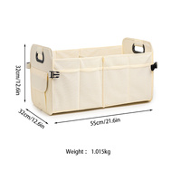 Black Foldable Car Storage Organizer Basket - 55x32x32cm with Handles, Easy to Fold thumbnail