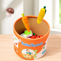 Kids Wooden Vegetable Cutting Toy Set - 18x15cm, Includes Knife, Fish, Carrot, Tomato & More thumbnail