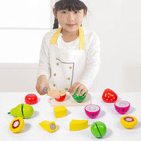 Kids Wooden Fruit Cutting Toy Set - 8 Fruits, Knife, and Cutting Board, 18x15cm Storage Container thumbnail