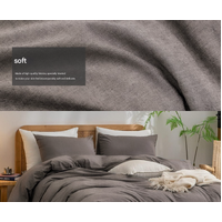 Silver-grey 1.8m (Duvet Cover 180*220cm) Luxurious Soft Brushed Microfiber 4-Piece Bedding Set - Pure Color Double Bed Duvet Cover with Fitted Sheet thumbnail
