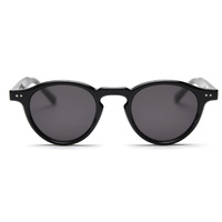Tortoiseshell All Gray Tortoiseshell Feet Retro Round Polarized Sunglasses - Black Frame - Fashion UV Protection thumbnail