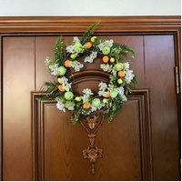 Elegant 45cm Easter Wreath - Vibrant Egg and Floral Design for Festive Door Decor thumbnail