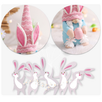 Pink Fat Doll Easter Gnome Doll - Knitted Fabric with Egg and Bunny Ears Decor thumbnail