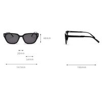 Ivory All Gray Retro Small Frame Sunglasses - Black - UV Protection thumbnail