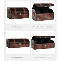 Extra Large Tumbled Leather Green Foldable Car Trunk Storage Box - Large Capacity Insertable Rear Organizer thumbnail