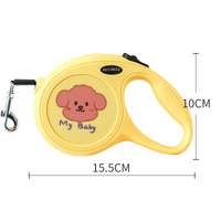 Black 5m Cartoon Retractable Dog Leash for Golden Retriever & Poodle Puppies - Durable, Tangle-Free Pet Walking Essential thumbnail