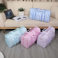 Pink Travel Bag with Large Capacity - Stylish Striped Backpack for Short Trips, 40x28x10cm thumbnail