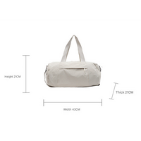 Beige Candy-Colored Women's Gym Duffel Bag - Large Capacity Cylindrical Travel Tote with Handles thumbnail