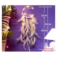 Pink 2 PCS Mystic Moon Dreamcatcher Wind Chime Pendant - Elegant Lunar Design with Soothing Tones thumbnail