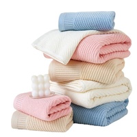 Camel Solid Color Diagonal Stripe Towel Set- Luxurious Bath and Hand Towels for Home Use Bath towel 140*70cm, face towel 75*35cm thumbnail