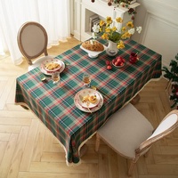 Vintage Plaid Fabric Tablecloth | Classic English Red and Green Plaid Tablecloth for Dining Table and Party Decoration 90*140cm thumbnail