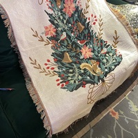 Off white Christmas Tree Throw Blanket | Festive Sofa Cover for Holiday Decor, 110x160cm thumbnail