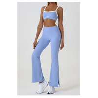 Blue Flared Leggings & Sports Bra Set - Breathable & Stretchy Activewear for Yoga, Running & Gym Workouts Size L thumbnail