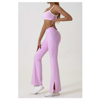 Pink Flared Leggings & Sports Bra Set - Breathable & Stretchy Activewear for Yoga, Running & Gym Workouts Size L thumbnail