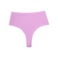 3 pcs（MINT green+Black+Violet） High-Waisted Solid Color Cotton Comfort Plus Size Tummy Control Thong Panties for Women – Size M thumbnail