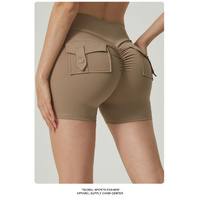 Khaki High-Waisted Yoga Shorts with Pockets for Women – Butt-Lifting, Breathable, and Comfortable Activewear S thumbnail