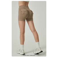 Grey High-Waisted Yoga Shorts with Pockets for Women - Butt-Lifting, Breathable, and Comfortable Activewear L thumbnail