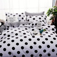 Black Polka Dot Premium Three-Piece Bedding Set - Comfortable Polyester with Adjustable Corner Straps (Quilt Cover 265*230CM + Pillowcase 51*76CM*2) thumbnail