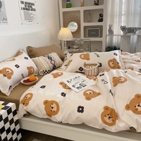 Cartoon Bear 4-Piece Bedding Set with Comforter and Pillowcases for Kids - Soft and Cute Bed Linen (Comforter 200x200cm, Bed Sheet 230x230cm, Pillowca thumbnail