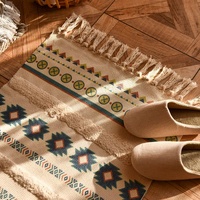 Handwoven Cotton Tassel Floor Rug for Bedroom or Living Room|Soft, Modern Geometric Design,60x90cm thumbnail