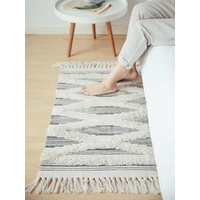 Handwoven Cotton Tassel Floor Rug for Bedroom or Living Room|Soft, Modern Geometric Design,60x90cm thumbnail