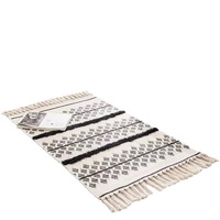 Handwoven Cotton Tassel Floor Rug for Bedroom or Living Room|Soft, Modern Geometric Design,60x90cm thumbnail