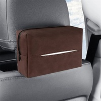 2 pcs Brown Stylish Car Tissue Box for Seat Back - Car Interior Tissue Pack for Seat Back, Armrest Box, Sun Visor 18.5x12.5x7cm thumbnail