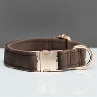 Dark Brown Durable Dog Collar with Metal Buckle - Adjustable Nylon Pet Collar for Small to Large Dogs Size S thumbnail