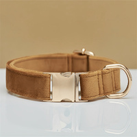 Light Brown Durable Dog Collar with Metal Buckle - Adjustable Nylon Pet Collar for Small to Large Dogs Size S thumbnail