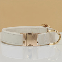 Beige Durable Dog Collar with Metal Buckle - Adjustable Nylon Pet Collar for Small to Large Dogs Size M thumbnail