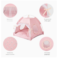 Green floral Portable Folding Pet Tent - Summer Cat & Dog Shelter with Mesh Window, Lightweight and Breathable, Ideal for Travel & Home Use 40x40x35CM thumbnail