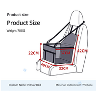 Gray footprints Portable Pet Car Seat for Dogs and Cats - Adjustable Car Seat Cover, Pet Travel Car Carrier with Safety Belt thumbnail