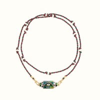 Mystical Tarot Charm Necklace - Boho Pendant(Green eye pattern) thumbnail