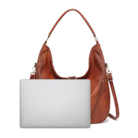Brown Faux Leather Hobo Bag - Large Shoulder Tote w/Coin Purse thumbnail
