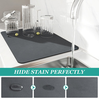 2 PCS Black and white grids Kitchen Drying Mat - Super Absorbent Dish & Cup Drainer Pad 30x40cm thumbnail