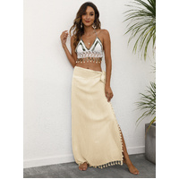 Apricot Lightweight Tassel Sarong - Sexy Beach Skirt Cover-Up 104x86cm thumbnail