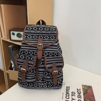 Black Stripes Boho Pattern Backpack - Stylish Casual Backpack for Everyday thumbnail