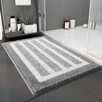 Gray Stripes Absorbent Striped Bathroom Rug - Non-Slip Bath Mat for Bathroom, Toilet & Shower Room Entrance 60x90cm thumbnail
