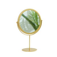 Gold Rotating Tabletop Makeup Mirror - 360° Swivel Vanity Mirror for Bedroom & Desk thumbnail