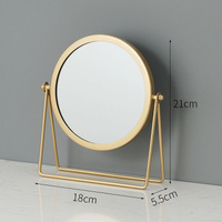 Gold Rotating Tabletop Makeup Mirror - 360º Swivel Vanity Mirror for Bedroom & Desk thumbnail