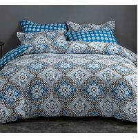 Blue Floral Duvet Cover - 3 Piece Bedding Set (with Corner Ties)Quilt cover 230cm x 265cm, pillowcase 51 x 92cm thumbnail