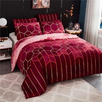 Geometric Print Duvet Cover - 3 Piece Red Ombre Bedding Set Quilt cover 230X265cm-Pillowcase 51X92cm thumbnail