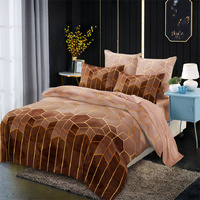 Geometric Print Duvet Cover - 3 Piece Brown Ombre Bedding Set Quilt cover 230X265cm-Pillowcase 51X92cm thumbnail