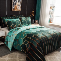 Geometric Print Duvet Cover - 3 Piece Green Ombre Bedding Set Quilt cover 230x230cm-Pillow cover 51x76cm thumbnail