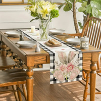 Easter Table Runner - Linen Bunny Decoration, 72-Inch Set of 2 (Style 4) thumbnail
