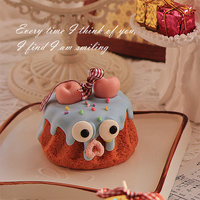 Blue Cake Candle - Cute Soy Wax Candle, Gift for Friends (Super Cedar) thumbnail