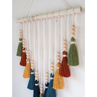 Colorful Tassel Wall Hanging-Wooden Beads Boho Tapestry Home Decor thumbnail
