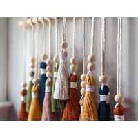 Colorful Tassel Wall Hanging-Wooden Beads Boho Tapestry Home Decor thumbnail